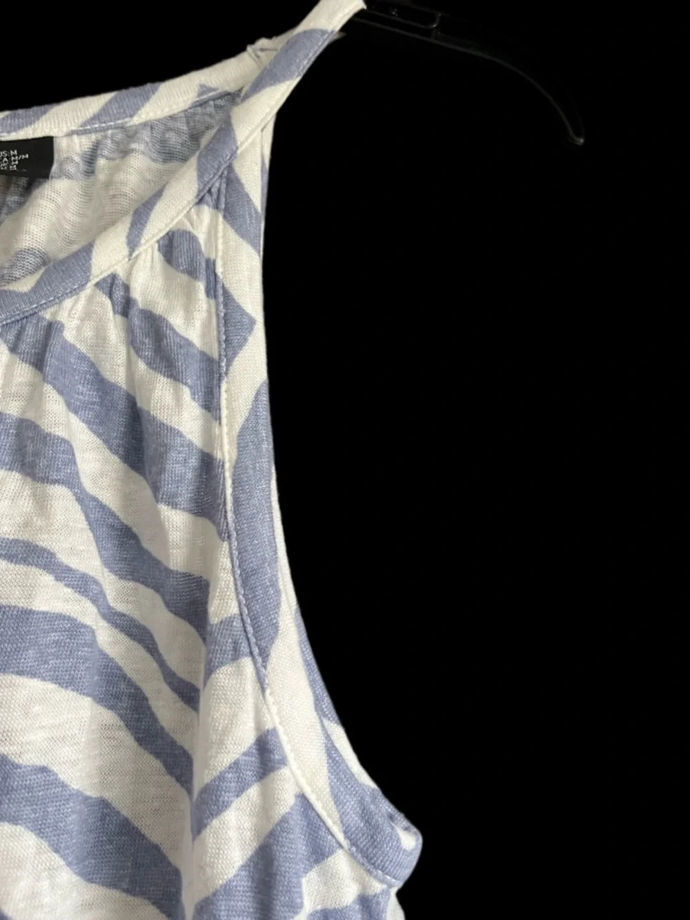 Tahari 100% Linen Blue and White Zebra Print Tank Top Medium - Picture 2 of 8